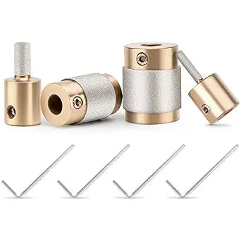 Ecarke Diamond Grinder Bit Head Tools for Stained Glass - 4 Sizes (1 3/4, 1/4, 1/8 Inch) with Brass Core - Glass Supplies