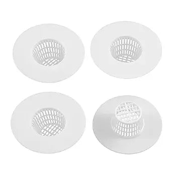 uxcell 4pcs Bathroom Plastic Drain Hair Stopper Strainers Screen Net White