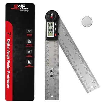 S&F STEAD & FAST Stainless Steel Digital Angle Finder Tool, 7 Inch / 200 mm