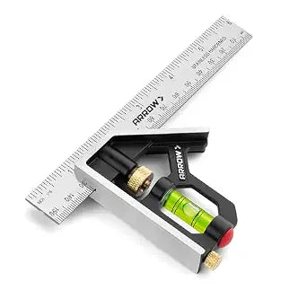 Arrow Combination Square, 6-Inch Combo Square with Bubble Level