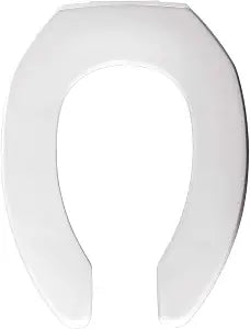 BEMIS 2155SSCT Commercial Open Front Plastic Toilet Seat, Heavy Duty Industrial No Slam Seat without Lid, Secure Installation, Made in USA, Elongated, White