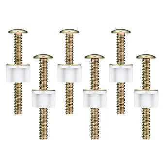 AIEX 6 Sets Toilet Seat Screws and Bolts, Metal Screws for Toilet Seat Bolts Replacement with Plastic Nuts and Metal Washers Toilet Bolt Set for Replacing Top Mount Hinges