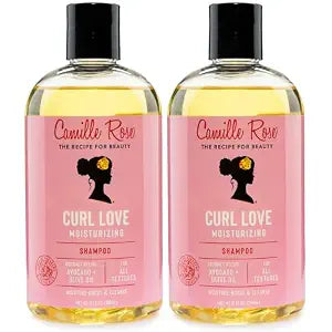 Camille Rose Curl Love Moisturizing Shampoo 2-Pack – Nourishing Hair Detangler, Cleanser with Aloe Vera, Avocado & Olive Oils for Wavy & Curly Hair Moisture, 12 Fl Oz Ea