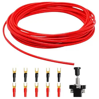 18 Gauge Wire 18 awg Stranded Wire PVC Cord Copper Cable 5M/16.4Ft Single Core Flexible Extension Power Cord Remote Wires for Amp Auto with Connection Terminals & Push-Pull Switch (Red)