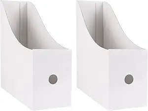 Limitliho 2 Pack White Cardboard Magazine Holder for Desk or Shelves