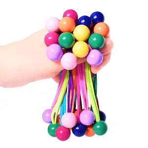 14 Pcs Ball Charm Hair Ties for Girls,Double Balls Hair Ties,No Damage Soft Elastic Ponytail Holders with Colorful Bubble Beads for Kids Toddler Women