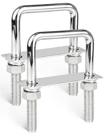 Anina 2 Set Square U Bolts 3-1/16" W X 4-1/2" L X M12 Thread with Frame Plates, Nuts and Washers Stainless Steel U Clamp Bolts for Trailer, Ski Boat, Tube, Sailboat