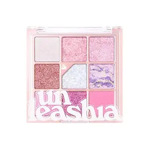 UNLEASHIA Glitterpedia Eyeshadow Palette, High Pigment Shimmer Glitter Eyeshadow, Sparkle Eye Makeup Palette, Long-Lasting Blendable Korean Makeup, Vegan (No.9 All of Pink Glitter)