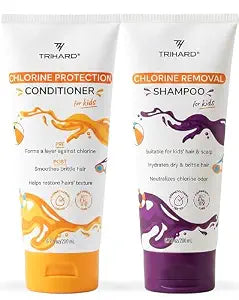 TRIHARD Kids Chlorine Defense Shampoo & Conditioner Set, Tear-Free Swim