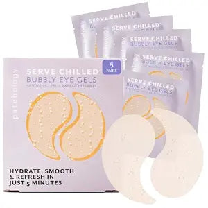 Patchology Serve Chilled Bubbly Eye Gels with Niacinamide, Hydrating Under Eye Patches with Niacinamide and Vitamin C, Under Eye Gel Pads with Gel Technology, Facial Skin Care Products - 5 Pairs