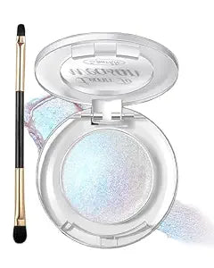 Glitter Holographic Chameleon Blue Eyeshadow&Highlighter Palette Makeup