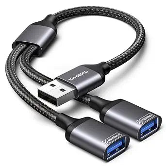 KiwiBird USB Splitter 1 in 2 Out, USB Splitter Cable, USB A Power Splitter