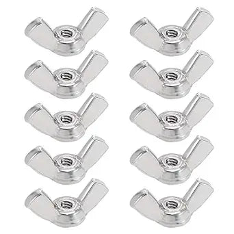 uxcell #6-32 Wing Nuts 304 Stainless Steel Shutters Butterfly Nut Hand Twist Tighten Fasteners Parts 10pcs
