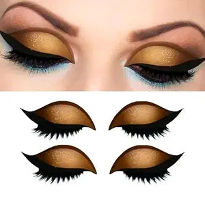 Lazy Eye Shadow Eyelash Patch, 2025 New Eyeshadow Eyelash Stickers, 3-in-1 Self-Adhesive Reusable Fast Eye Makeup Stickers with False Lashes, With False Eyelashes, Eyeshadow, Eyeliner (2PCS)