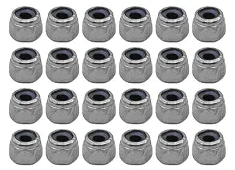 24 Pcs Fingerboard Locknuts Professional Self Lock Nuts with Nylons Insert (Silver)