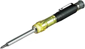 Klein Tools 32614 Multi-bit Precision Screwdriver Set, 4-in-1 Electronics Pocket Screwdriver, Professional Phillips and Slotted Bits, EDC