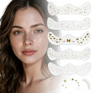 6 Sheets Glitter Freckles Face Tattoo, Face Glitter Speckles Patches, Temporary Face Freckles for Women Festival And Party Makeup Rave Accessories