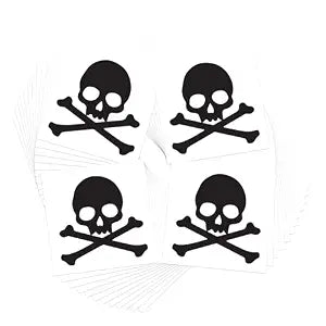 Skull & Crossbones Temporary Tattoos/Black/Perfect for Pirate Themed Events - Halloween - Sporting Events/Skin Safe/Removable (48-Pack)