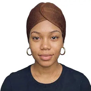 DONNA Padded Mesh Pixie Hair Wrap, Head Wrap Cap for Sleeping, Brown