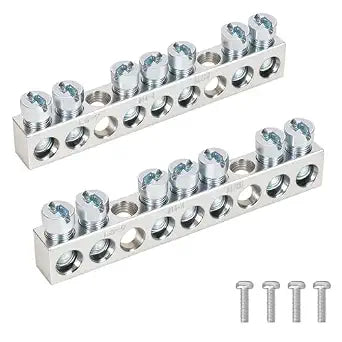 7-Terminal Ground Bar Kit (2 Pack) with UL Certification | Compatible with Square D QO/Homeline Electrical Panels & DIY Projects | Copper-Aluminum Alloy Construction | 10-Year Warranty