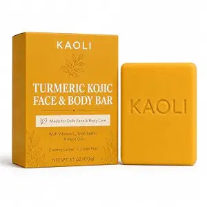 Kaoli Soap, Turmeric Cleansing Bar for Face and Body, Skincare Soap with Vitamin C, Shea Butter and Plant Oils, 100g