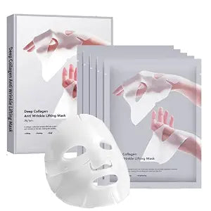 5 Pack Deep Collagen Face Mask, Bio-Collagen Korean Overnight Hydrogel Mask, Anti Wrinkle Firming Lifting Korean Collagen Films for Improve Skin Elasticity, Firming And Moisturizing