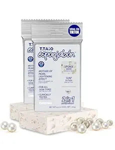 Esponjabon Mother of Pearl Soap Sponge - Cleansing Shower Scrubber - Cleaning Bath Wash Scrub - Oil Removal - Massage & Lather Foot, Elbow, & Face - Bathroom Accessories (2 pack)