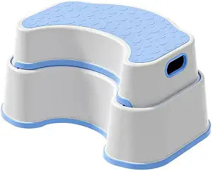 Dual-Height Toilet Step Stool for Kids & Adults - 2-Tier Stackable Potty Stool with Non-Slip Surface, Ergonomic 35 Squat Position, Multi-Purpose Bathroom Step for Potty Training (Blue)