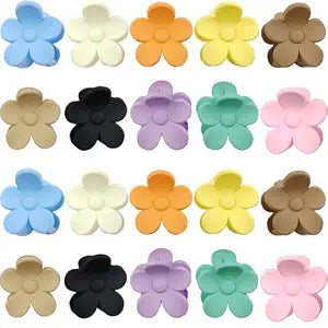 ROYHOO 20PCS 1.57inch Cute Flower Claw Clips, Small Jaw Clips for Women Girls Thin/Medium/Thick Hair, 10 Colors Nonslip Strong Hold Clamps Catch Barrettes Hair Accessories