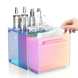 Acrylic Disposable Facial Towels Holder, Wall-Mounted, Rainbow