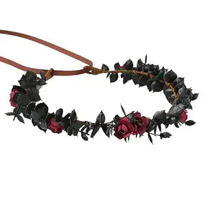 Flower Crowns for Women, Black Handmade Renaissance Headband