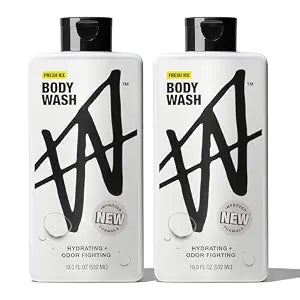 W By Jake Paul Body Wash for Men, Odor Fighting, Deep Cleaning Shower Gel, Hydrating Mens Bodywash, Fresh Ice Scent, 2 Pack, 18 fl oz