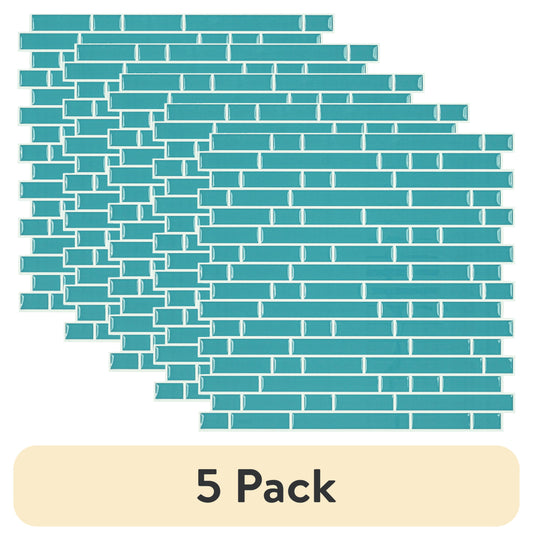 (5 pack) Mainstays Blue Interlocking Peel & Stick Mosaic Wall Tile (2.84 Sqft / pack)