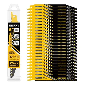 25 Pack 6inch 14/18 TPI Reciprocating Saw Blades for Metal Cutting,Bi-Metal Sawzall Blades with M42 Teeth and Cobalt,for 1/16-5/16 Medium Metal,Replace for Milwaukee Dewalt Diablo Blade