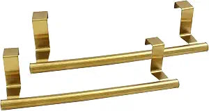 2 Pack Over Cabinet Towel Holder, Gold, 9 Inch