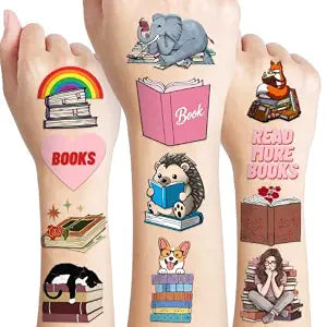 60 PCS Reading Book Library Pre-Cut Temporary Tattoos for Kids