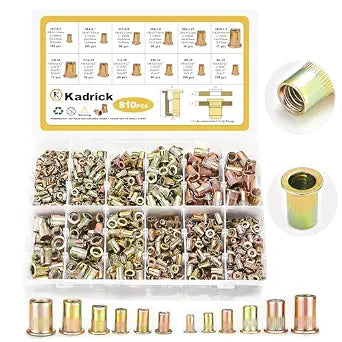 KADRICK 810PCS SAE & Metric Rivet Nut Kit, 6-32 to 3/8-16, M3-M10