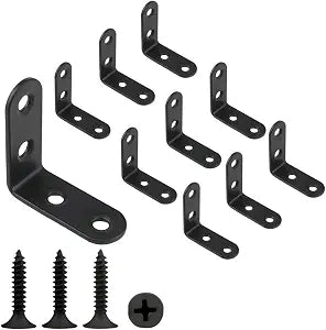 10PCS L Bracket & Corner Brace, 2 Inch Stainless Steel, Black, with 40 Screws