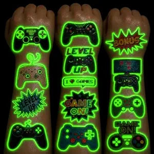 96 PCS Glow in the Dark Video Game Tattoos for Kids Luminous