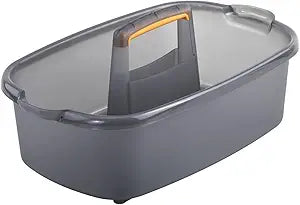 Casabella Cleaning Storage Caddy with Handle Plastic Multipurpose Organizer, Rectangle, 1.85-Gallon, Gray