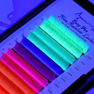 Beauty7 Colored Lash Extension Easy Fan Neon Rainbow Lashes 7 Colors Volumn Lashes Ombre Lash Extensions Self Fanning D+ Curl 0.07mm 13mm 15mm Dramatic Eyelashes