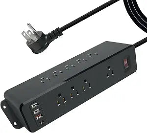 9 Outlets Wall Mount Power Strip with USB C HdcTek Double Side Outlet Extender Fast Charge USB-A Ports & 1 PD USB-C Port Flat Plug Mountable Desk Charging Station for Office Home Dorm (Black)
