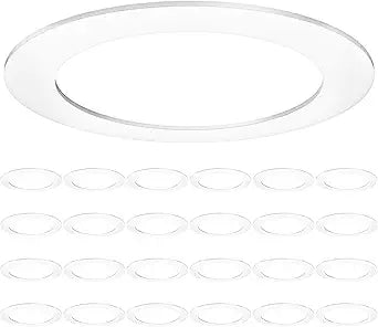 Sunco 24 Pack Goof Rings for 6 Inch Recessed Lights, Flush Mount White Can Light Trim Ring Cover, Outer Diameter 8.6 Inch, Inner Diameter 6.2 Inch, Paintable Surface, Matte Finish.