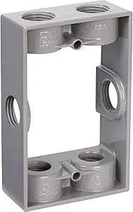 BELL 5400-5 Extension Box Adapter, 1 Gang, 9.5 Cu-in, 5-1/4 in L X 3-1/2 in W X 1-1/2 in D, 1/2 In. NPT , Gray