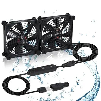 Dual 140mm USB Cooling Fan 10-Speed 5V/12V Waterproof for Router Xbox PC