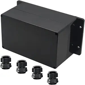 Project Box ABS Black Electrical Boxes IP65 Outdoor Waterproof Box Electronic Junction Box Fixed Ear Power Enclosure with Cable Glands for DIY Project 7.87 x 4.72 x 4.45 inch (200x120x113mm)