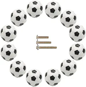 Heavy Ceramic Soccer knobs Football Knobs, 12 Pack Ball Sports Party Theme Children and Baby Home Decor Drawer Knobs Pulls Handles for Dresser Cupboard Wardrobe Cabinet Kitchen (12, Soccer-w)