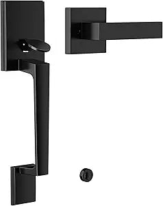 AEEKEL Black Front Door Handle No Lock Sets, Exterior Entry Door Handle
