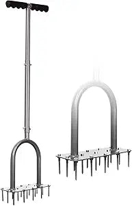 Walensee Aerator Lawn Tool, 15-Spike Manual Lawn Aerator Tool for Yard