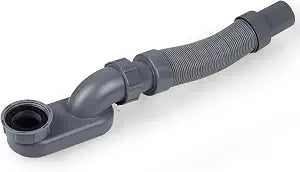 Flexible Freestanding Tub Drain Kit, Low Profile Flat P Trap for 1 1/2" Bathtub & Shower Drain Pipe, Easy Install, Fits Freestanding Bath Tubs, PVC Drain Hose Included